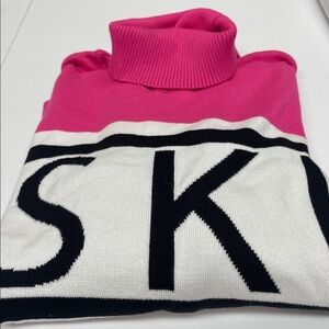 Antonio Melani Ski Logo Sweater Pink, White & Black Sz L Super Fun Soft & Comfy